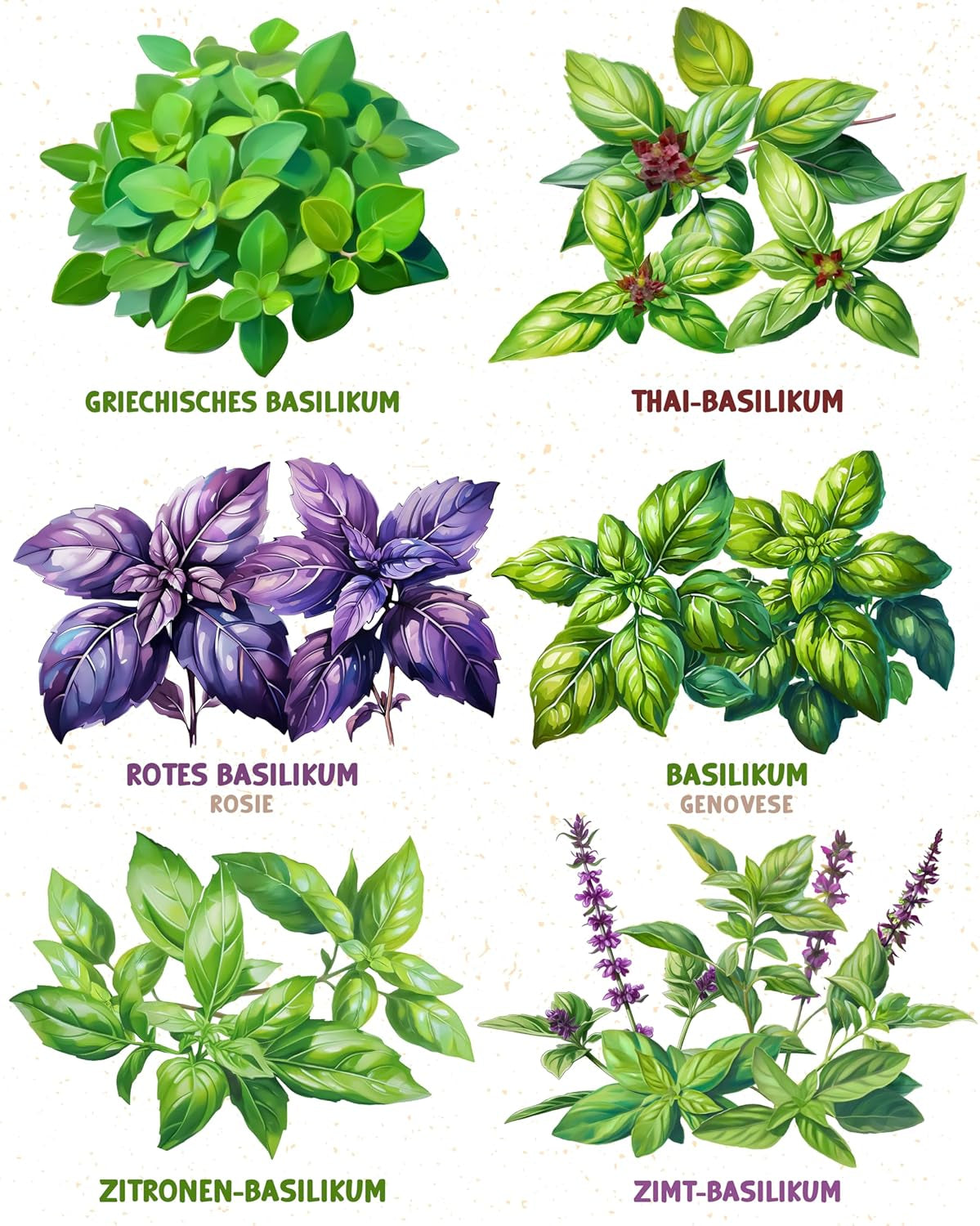 Semillas de Albahaca Orgánicas en un Juego de 6 - 6 Semillas de Albahaca para un fácil Cultivo en el jardín, balcón o Cama elevada - Semillas de Plantas - Plántulas