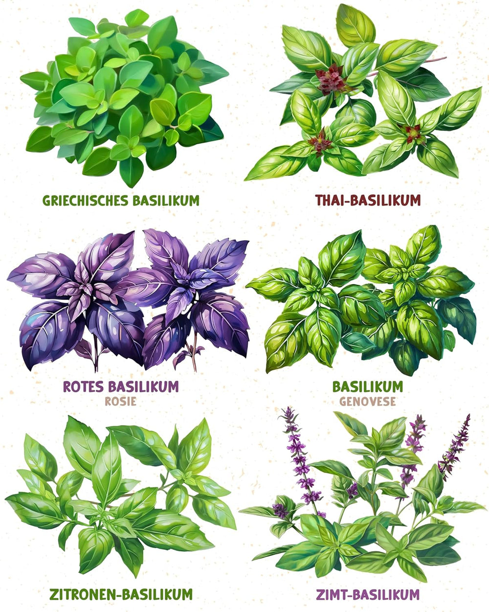 Semillas de Albahaca Orgánicas en un Juego de 6 - 6 Semillas de Albahaca para un fácil Cultivo en el jardín, balcón o Cama elevada - Semillas de Plantas - Plántulas