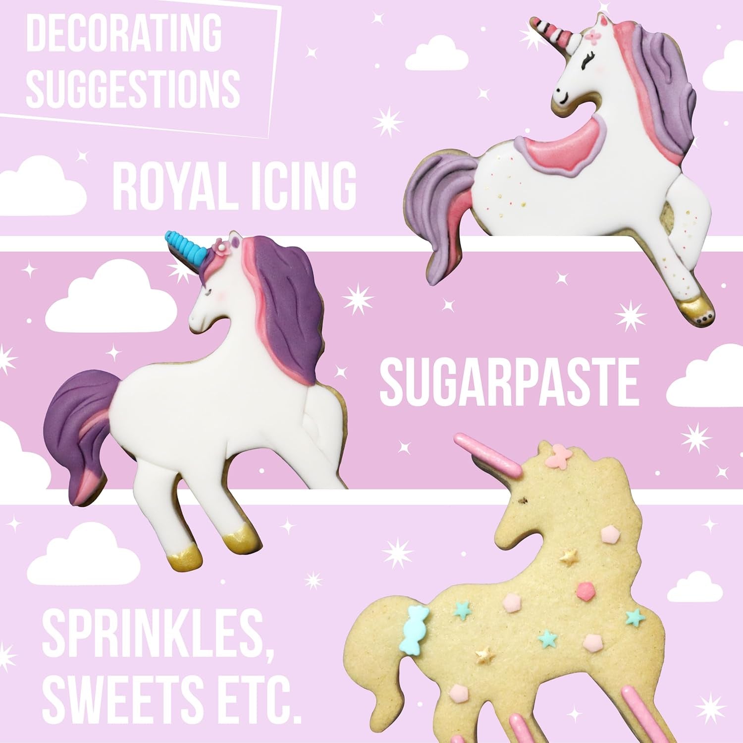 Set de 3 forme de biscuiți Unicorn, Albastru