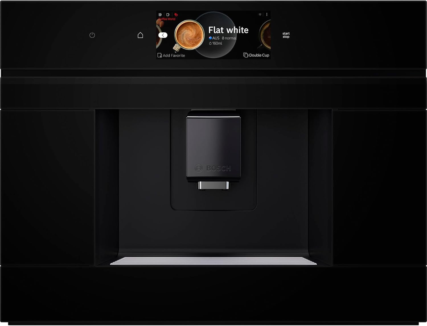 Bosch CTL7181B0, Espressor automat încorporat inteligent Seria 8, 45,5 x 59,4 cm, Ecran tactil TFT, Râșniță cu acționare ceramică foarte silențioasă, Funcție de autocurățare AutoMilk Clean, Rezervor de apă de 2,4 l, Negru