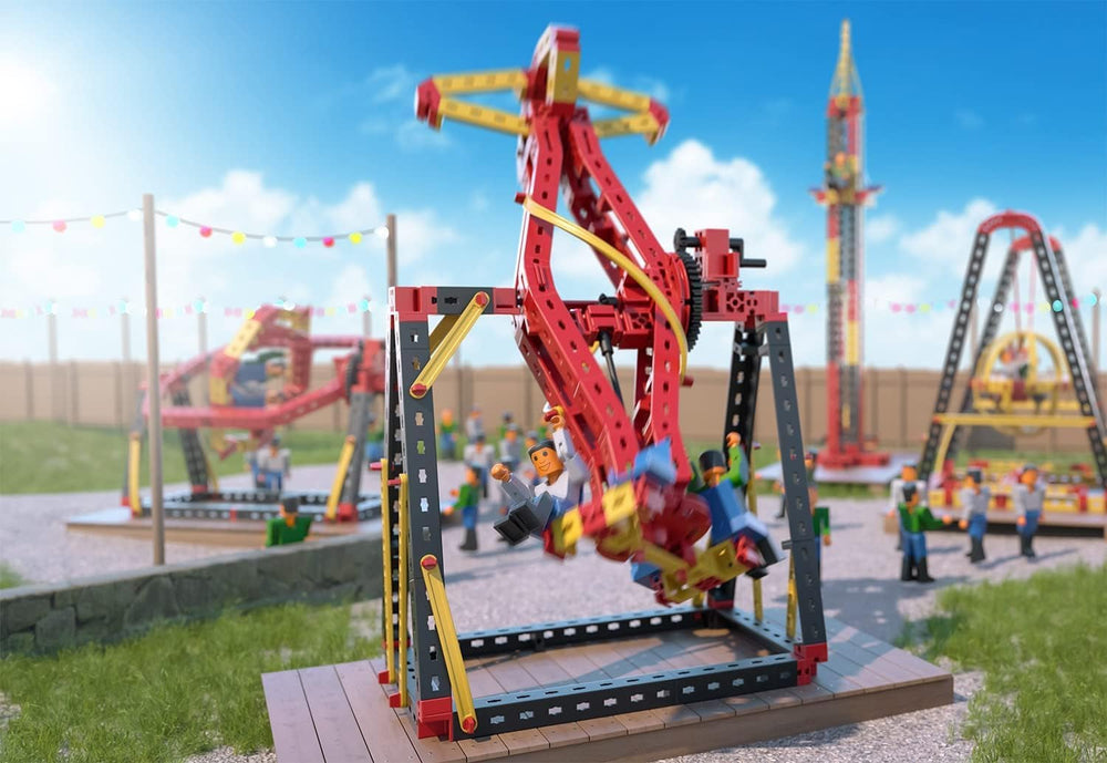 fischertechnik 569019 Advanced Crazy Rides - Bausatz Freizeitpark, Baukasten mit Karussell und Free Fall Tower, Kinder ab 8 Jahre