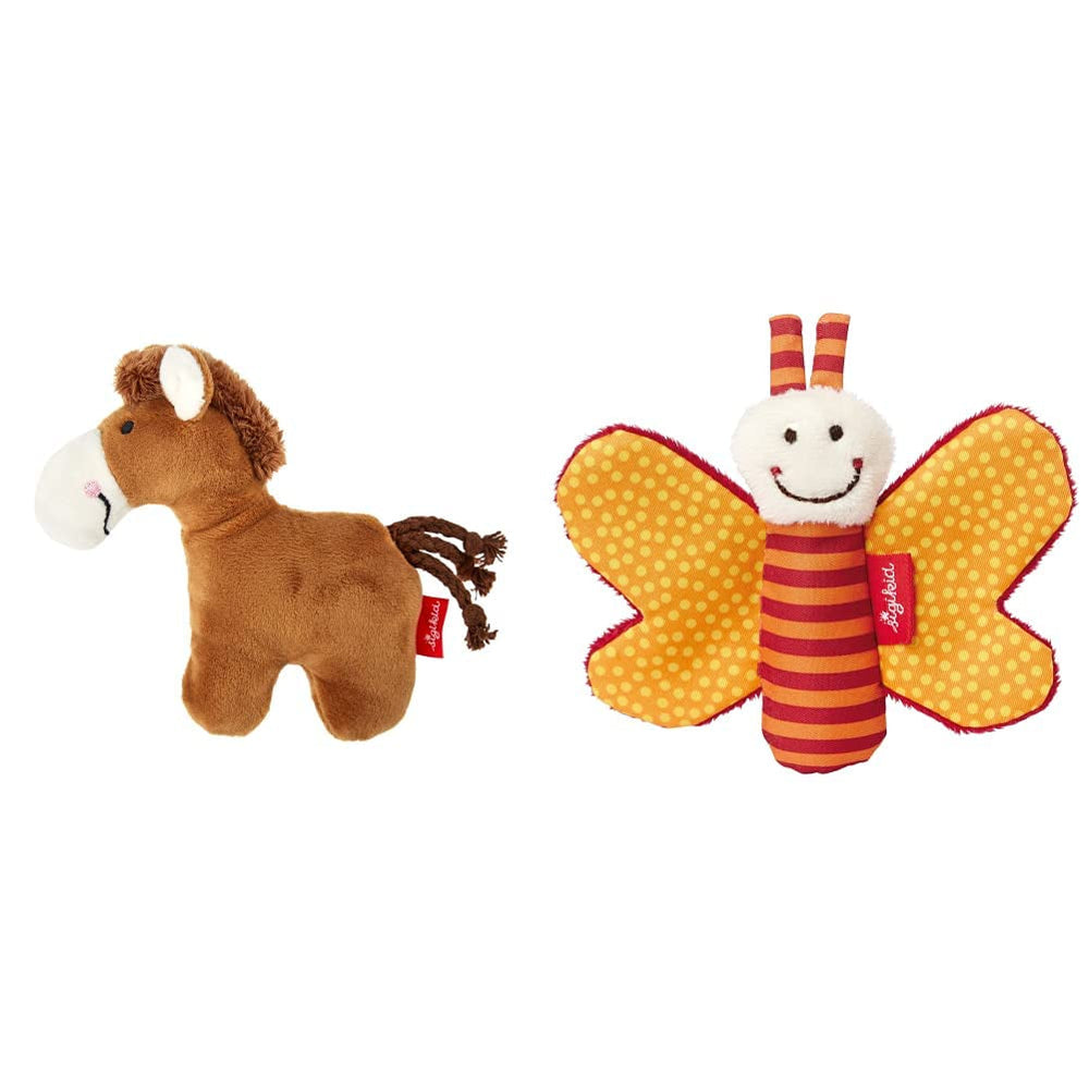 41174 Zornăitor cal Red Stars fete și băieți jucărie pentru copii recomandată de la naștere maro & 41181 Jucărie de prins fluture Red Stars fete și băieți jucărie pentru copii recomandată de la naștere portocaliu Jucarii Bebe Naty Shop Titlu implicit