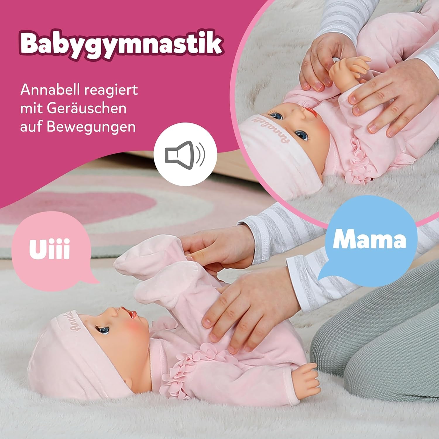 BABY Born Annabell 43 cm - Păpușă moale cu 7 funcții electronice și sunet - Potrivită pentru copii cu vârsta de la 3 ani în sus - Păpușa include accesorii - Necesită baterii