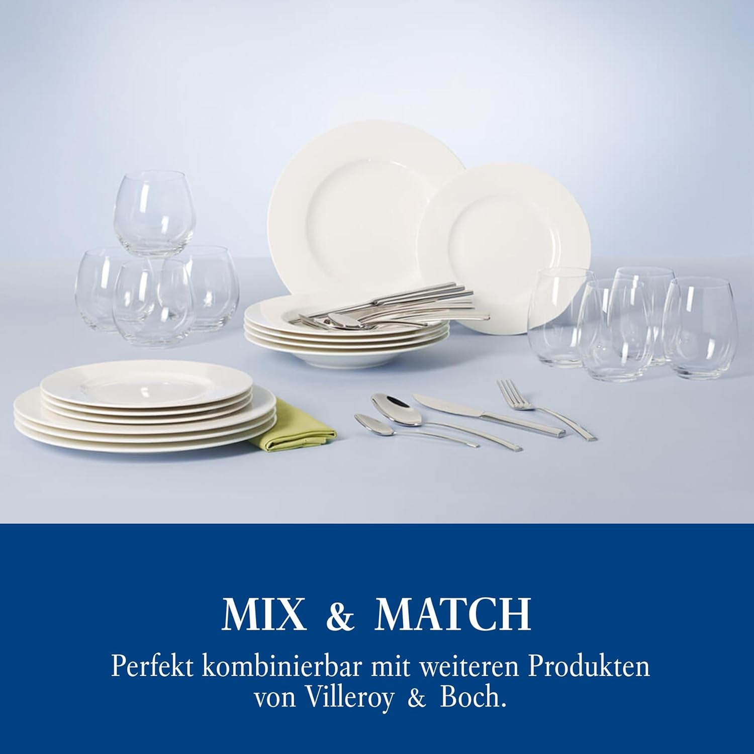 Villeroy & Boch – Set de masă Wonderful World, 12 piese, alb, potrivit pentru mașina de spălat vase și cuptorul cu microunde, farfurii, veselă, porțelan, farfurii de cină, set, set de veselă modern, porțelan premium