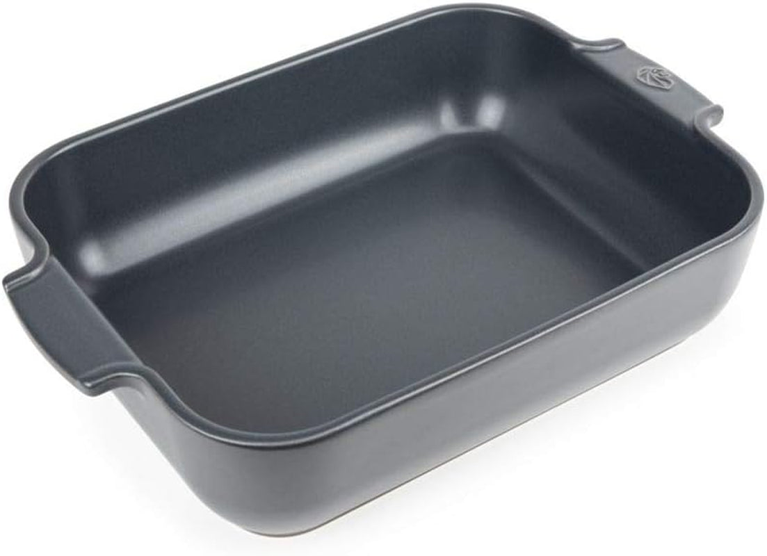 Peugeot Appolia Rechteckige Auflaufform Mit Griffen, Keramik, Schiefer / Grau, 7,2X31X21,7 Cm, Fassungsvermögen: Ca. 2 L, 60060 Moldes y bandejas para horno Naty Shop Schiefergrau