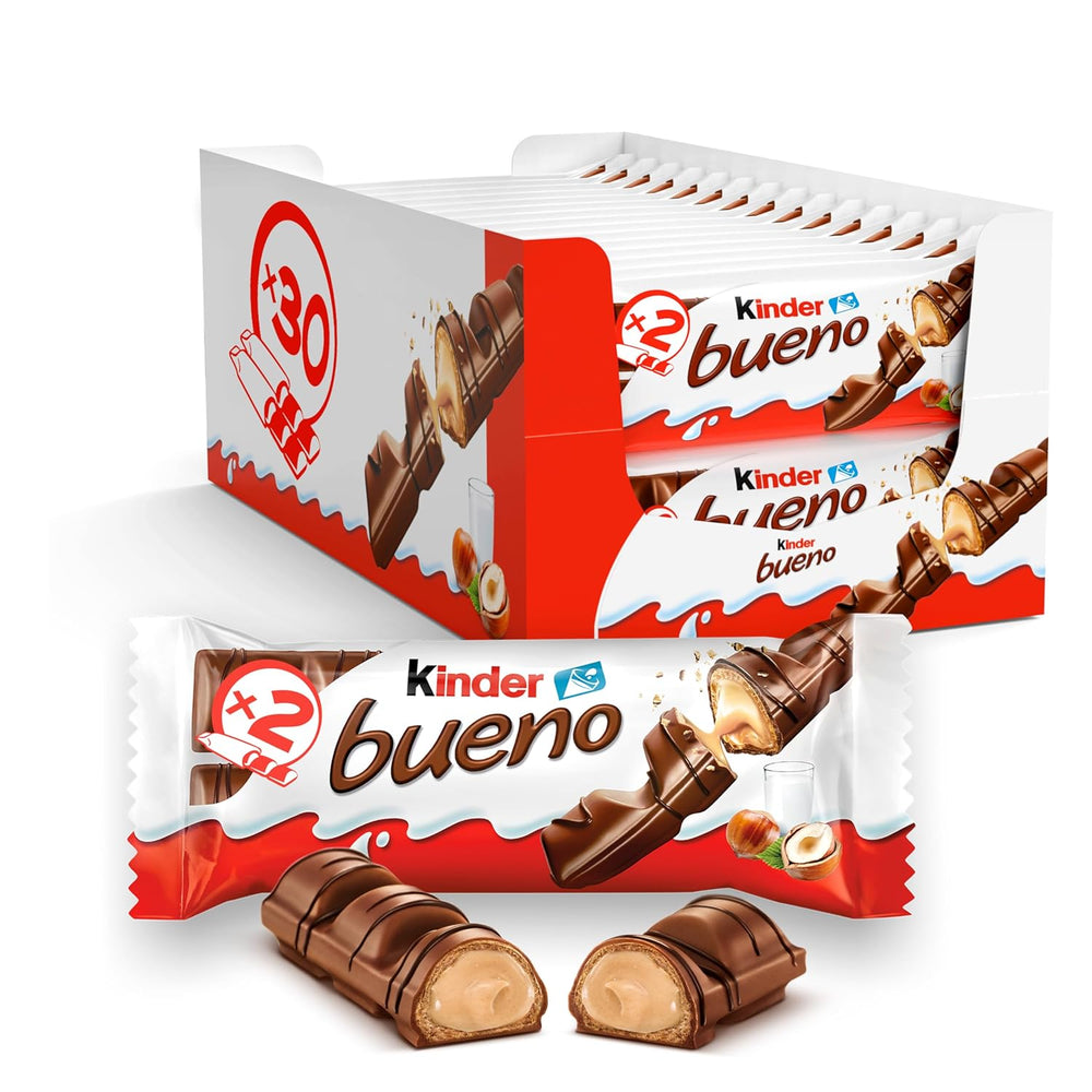 Kinder Bueno Mini - Barritas de chocolate con oblea crujiente, crema de leche y avellanas y chocolate fino con leche - Delicias de carnaval - 1 bolsa de mini barritas envueltas individualmente (1 x 108 g)