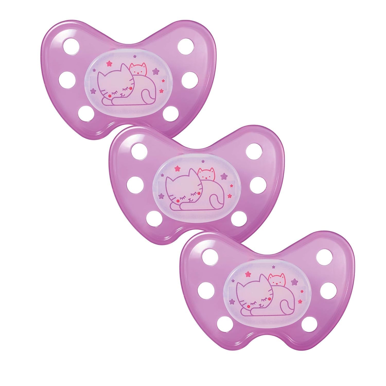 Suzete de noapte din silicon dentistar, pachet de 3 - mărimea 3, de la 14 luni - Suzete care strălucesc în întuneric cu treaptă dentară - fără BPA - fabricate în Germania - Lună, galben