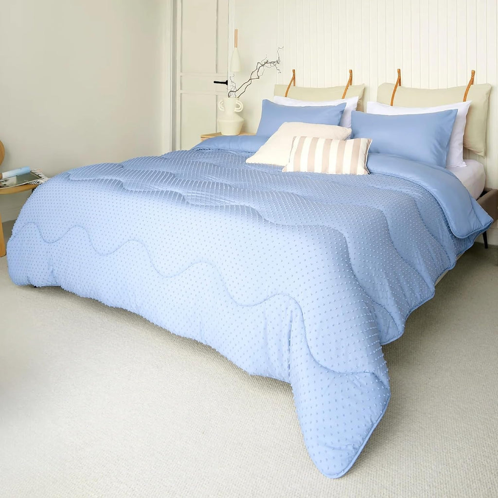 Night Lark Plapumă fără capac, 4.5 Tog, dimensiune rege, colecție Tufted Dot, lenjerie de pat de lux, hipoalergenic, lavabil la mașină, nisip cald Plapumi si pilote Naty Shop Albastru (Dusk Blue) Numai plapumă Super King