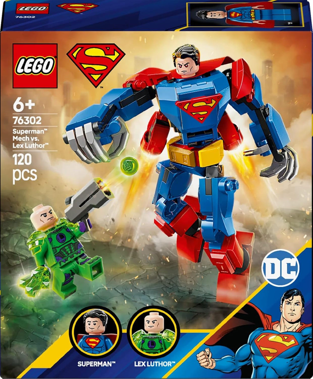 LEGO DC Superman Mech vs. Lex Luthor - Juguete de superhéroe con 2 minifiguras - Figura de acción para construir con brazos, piernas y dedos móviles - Regalo para niños y niñas a partir de 6 años 76302 Juegos de construcción Besuche den LEGO-Store