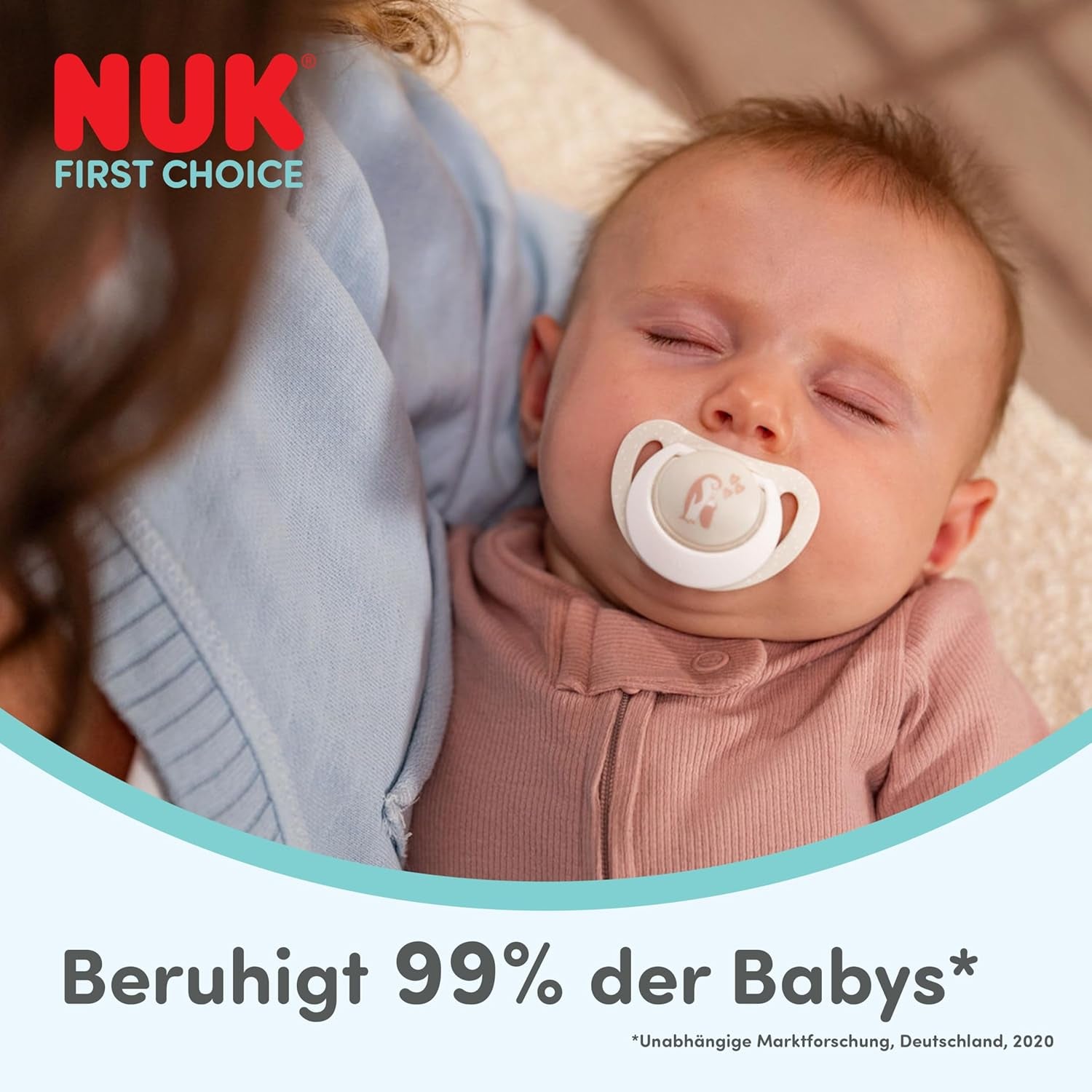 Suzete NUK First Choice pentru bebeluși | 6-18 luni | Suzete ortodontice | Calmează 99% dintre bebeluși** | Maimuță/Cangur | Pachet de 2