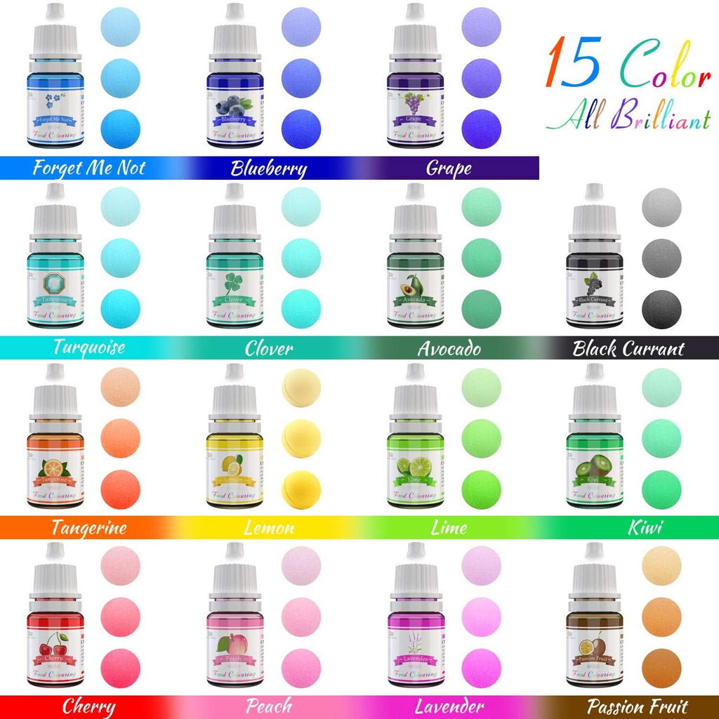 Set 15 coloranti alimentari lichizi, 6 ml fiecare culoare Naty Shop