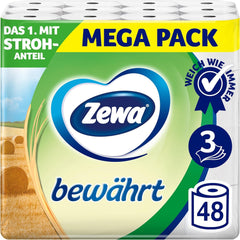 Zewa Proven - 48 role - Prima hârtie igienică cu conținut de paie - 3 straturi