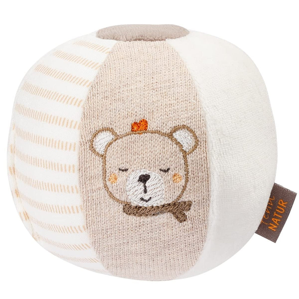 Fehn Rattle Ball colorată - minge de prindere cu amestec de materiale și zornăitor pentru aruncare, prindere, rostogolire - minge de prindere pentru promovarea abilităților motorii - minge din material textil pentru bebeluși și copii mici de la 0+ luni Jucarii Bebe Naty Shop Teddy măgar moale minge