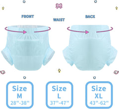 CutiePlusU Pañales para adultos, superficie seca, máxima absorbencia durante la noche, pañal desechable para incontinencia, azul, paquete de 2 (mediano 71-96 cm)