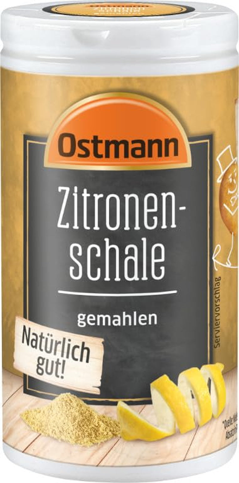 Ostmann Gewürze – Zitronenschale, gemahlene Schale für ein frisches Zitronen-Aroma, zum Backen oder Verfeinern von Soßen, Dressings & Desserts, vegano, 35 g (Verpackungsdesign kann abweichen)