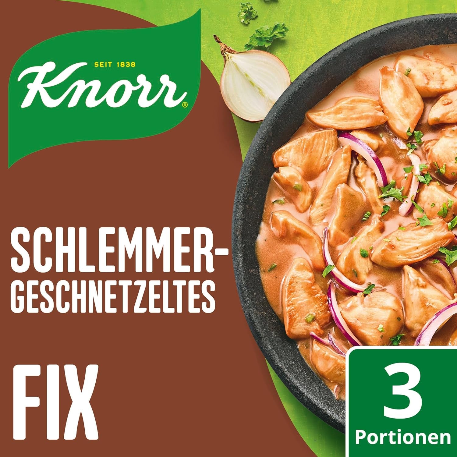 Knorr Fix Würzmischung Schlemmer-Geschnetzeltes für ein leckeres Fleischgericht ohne geschmacksverstärkende Zusatzstoffe 43 g 1 unidad
