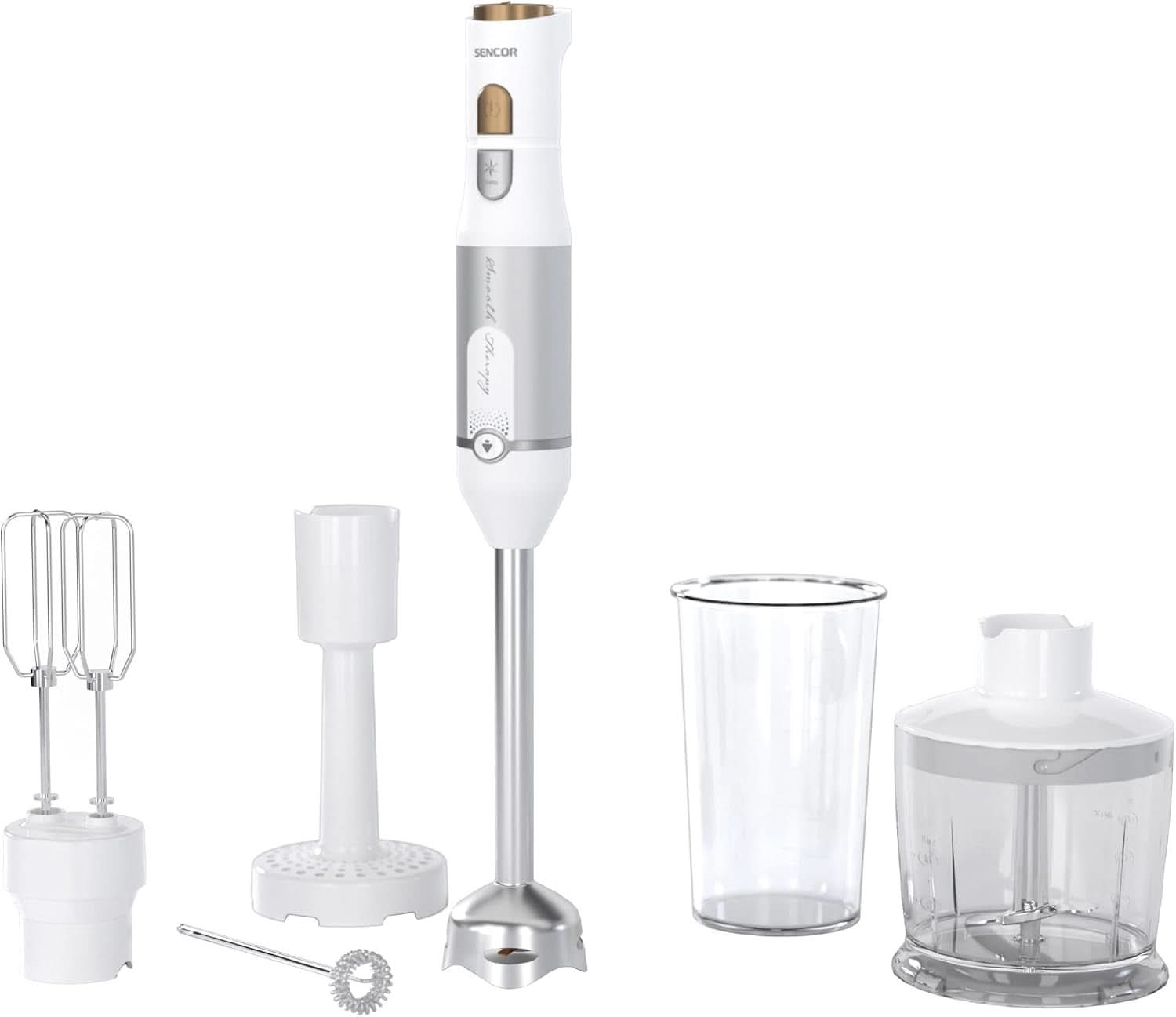 Sencor Multifunktionaler Standmixer, Ultra-Leistungsstark, 6 en 1, 1200 W, Mit Doppel-Schneebesen, Zerkleinerer & Mousseur, Kartoffelstampfer, Quadblade-Klingen Aus Titan, Stufenlose Bucatarie Naty Shop