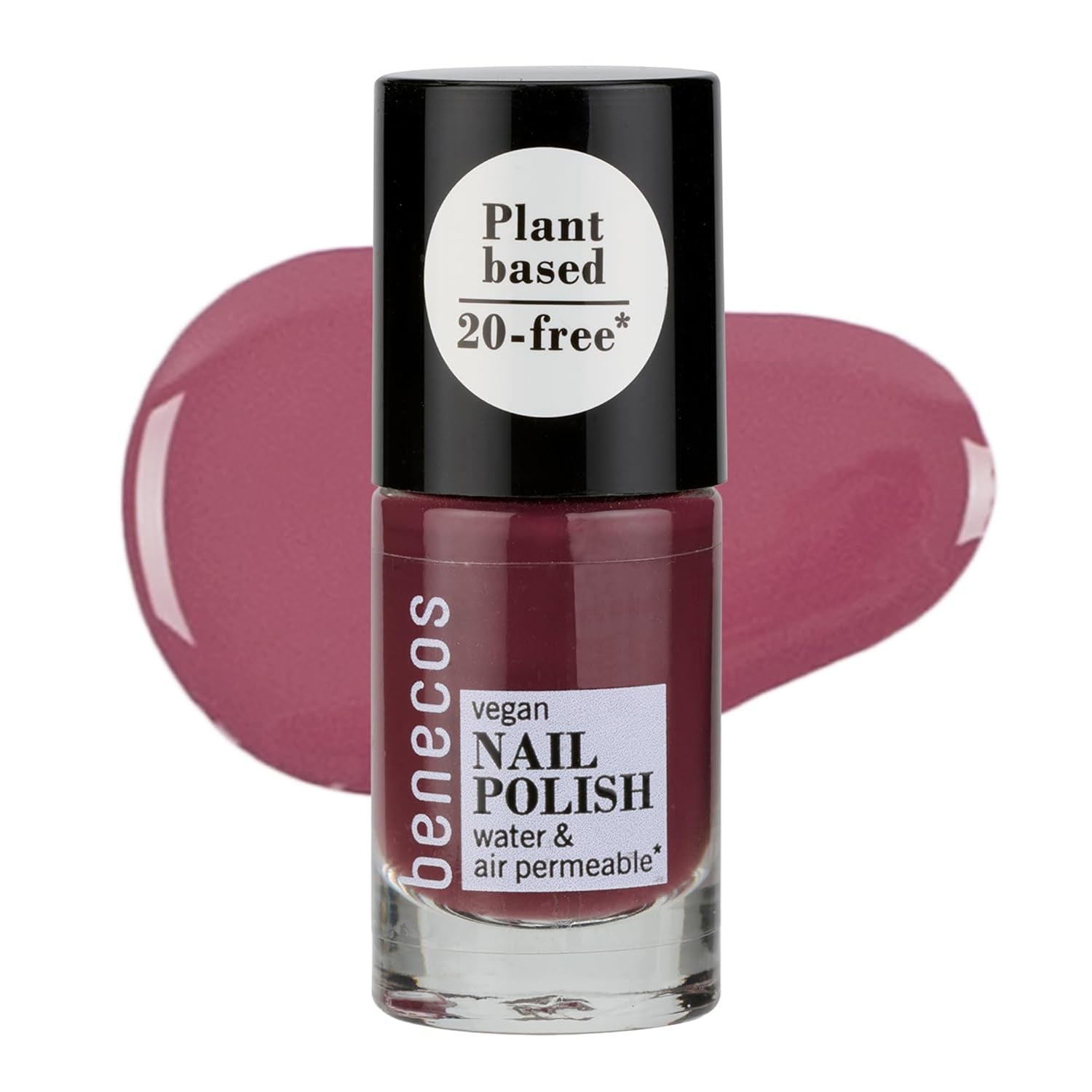 Benecos 20-Free esmalte de uñas vegano, tono ciruela dulce - esmalte de uñas a base de hierbas - de secado rápido y de larga duración - permeable al agua - enriquecido con biotina - 5ml
