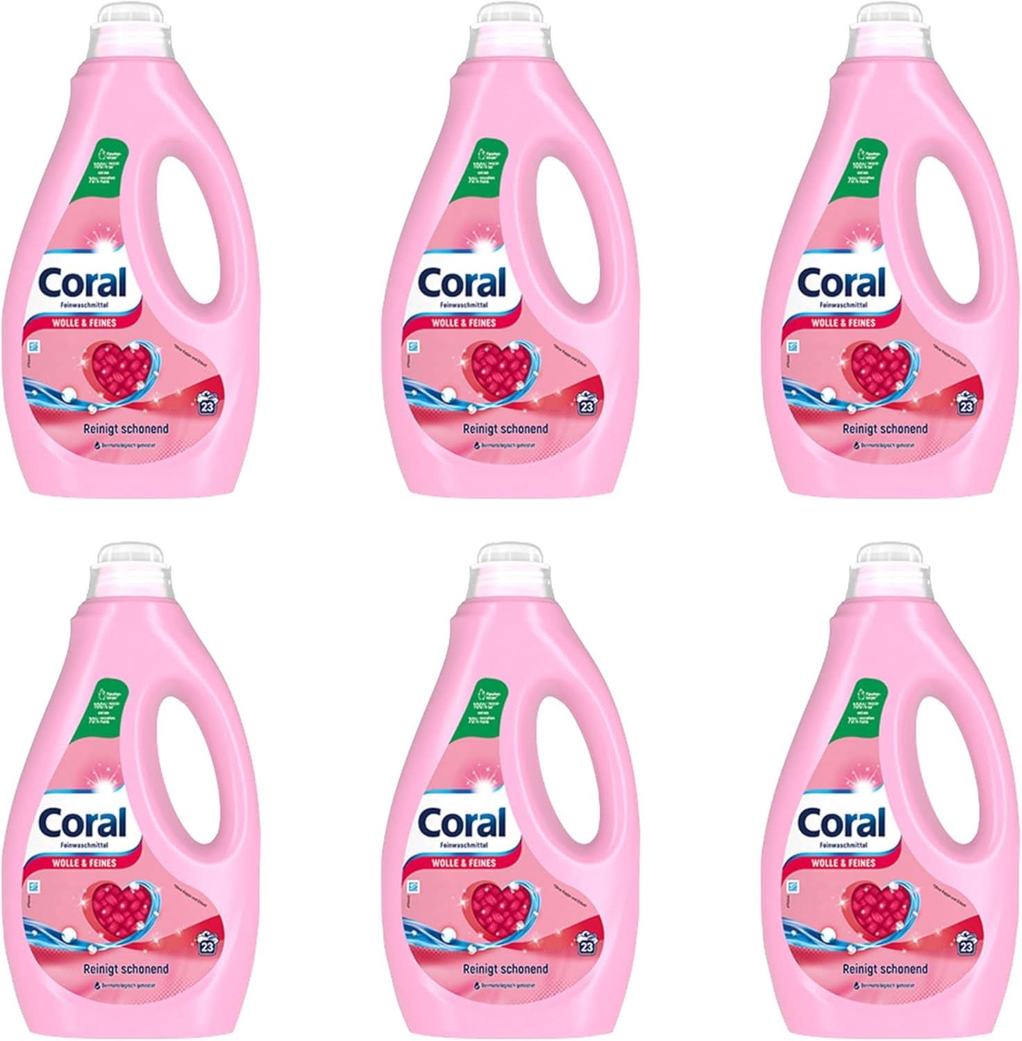 Coral detergente líquido delicado para lana y ropa delicada, 23 lavados, 1,15 litros Detergentes para ropa Naty Shop Set 6 x 1,15 litros