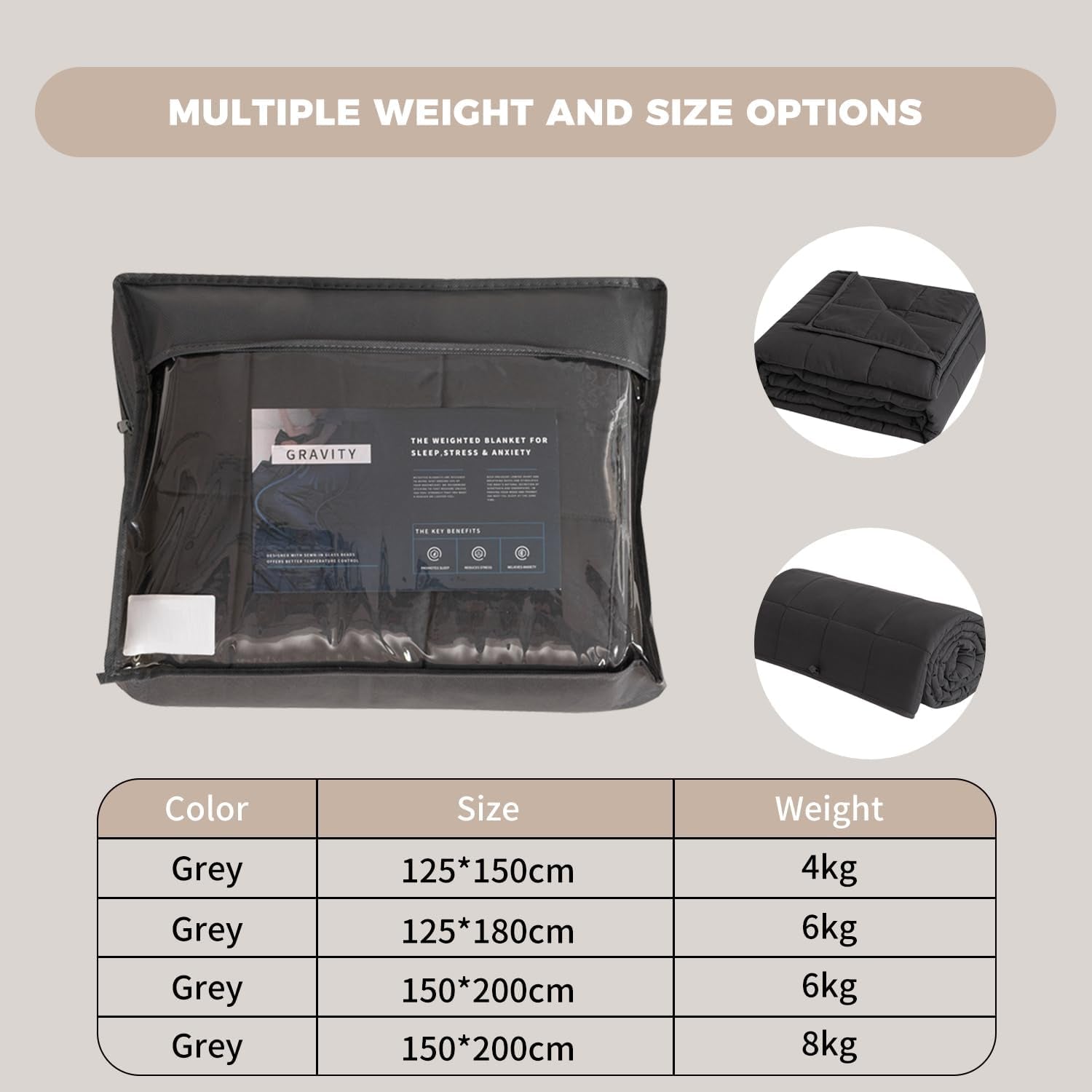Manta Lastrada 150X200Cm 8Kg Manta Relajación Adultos Para Mejorar El Sueño Manta Lastrada Gris Camas y Mantas Good Nite