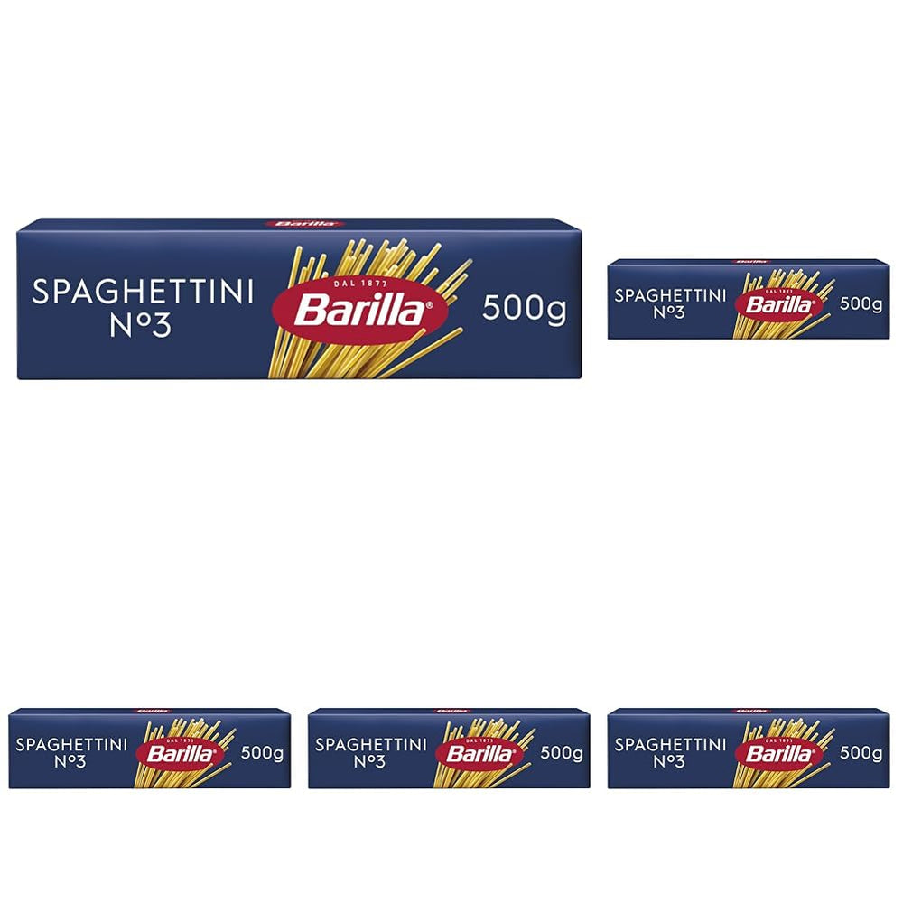 Pasta Barilla Spaghettini Clásicos núm. 3 trigos duros de alta calidad, siempre al dente (1 x 500 g)