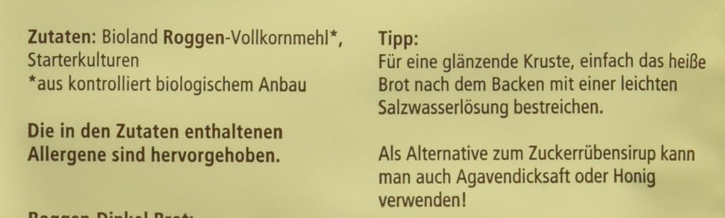 Lecker'S Bio Vollkorn Sauerteig (10 X 30 G) Amestec pentru copt si gatit Naty Shop