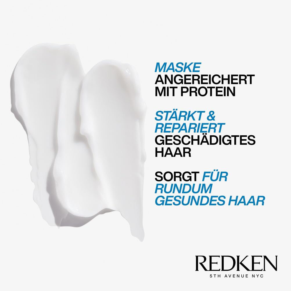 Redken Mască intensivă pentru păr pentru toate tipurile de păr deteriorat, repară și regenerează, anti-rupere, Mască Extreme Strength Builder Plus, 1 x 250 ml Masca de par Naty Shop