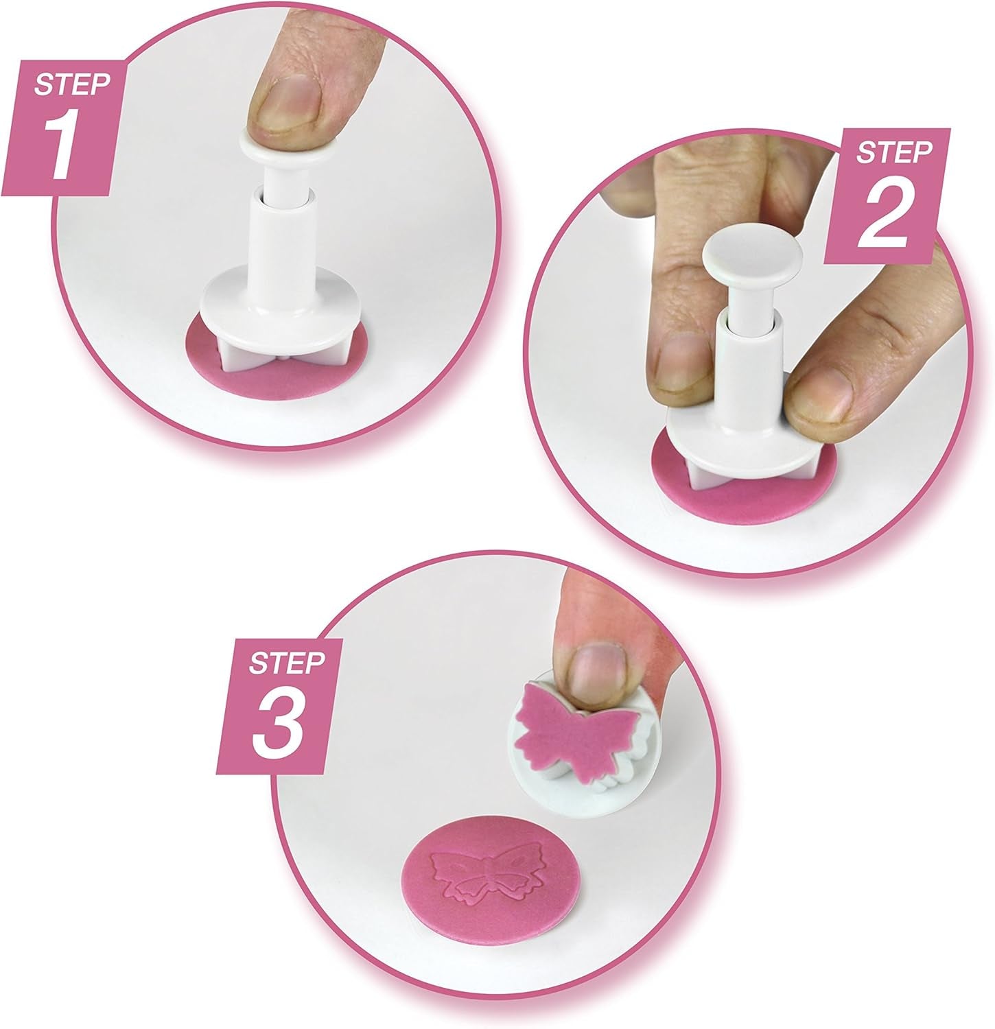 Set mini piston fluture, alb, 3 piese, 4,5 x 2,7 x 2,7 cm