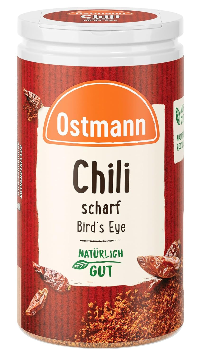 Ostmann Gewürze - Chili scharf Ojo de pájaro | Féurige Scharfe für Fleischgerichte und Eintöpfe | 35 g en Der Streudose