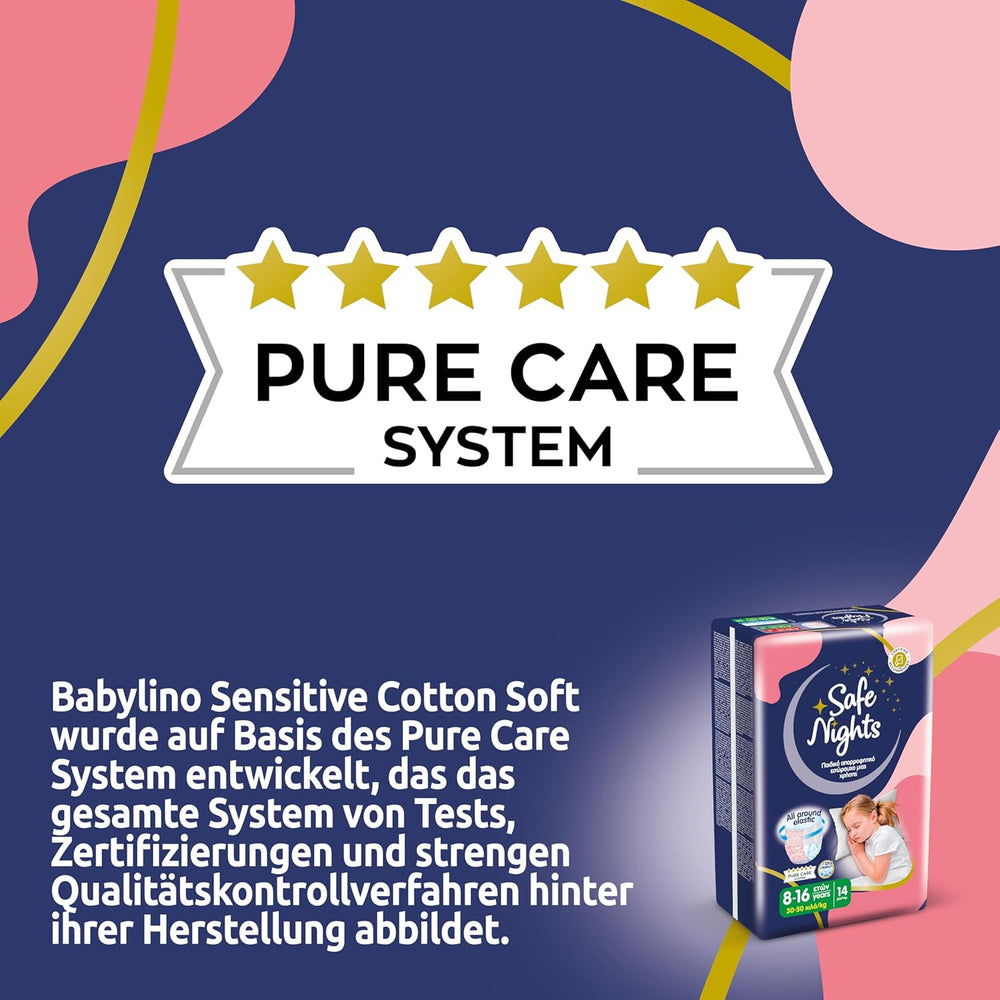 Safe Nights Girl, Ropa de dormir absorbente para niñas de 8 a 16 años (30 a 50 kg), paquete de 14