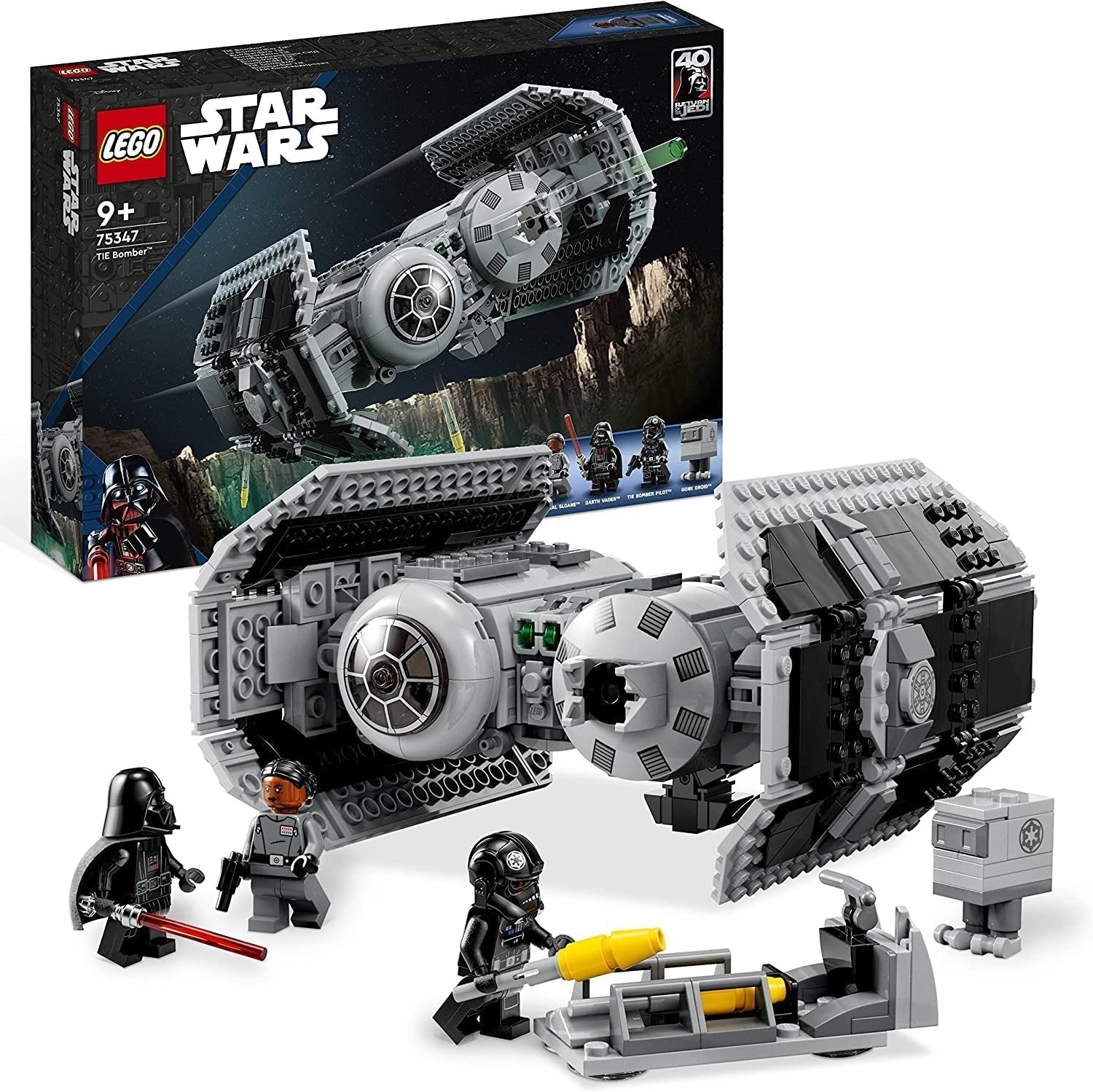 LEGO Star Wars Kit de modelo de bombardero TIE con minifiguras de Darth Vader con sable de luz y droide Gonk, juguete para construir Starfighter como regalo 75347 Juegos de construcción Beuche den LEGO-Store Single