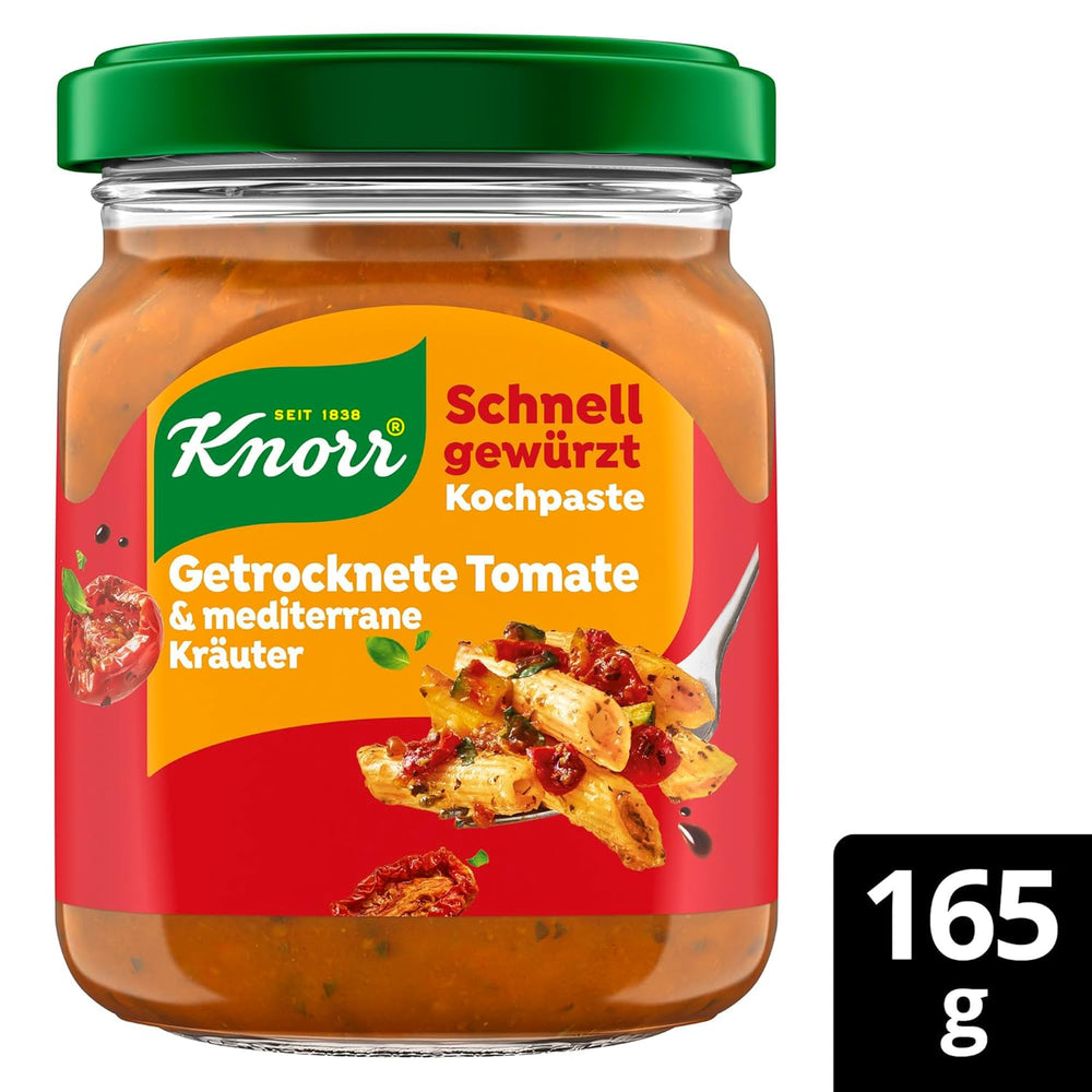 Knorr Schnell gewürzt Kochpaste Getrocknete Tomate & Mediterranean Kräuter einfach & schnell für einen besons intensivo, geballten Gesmack 165 g