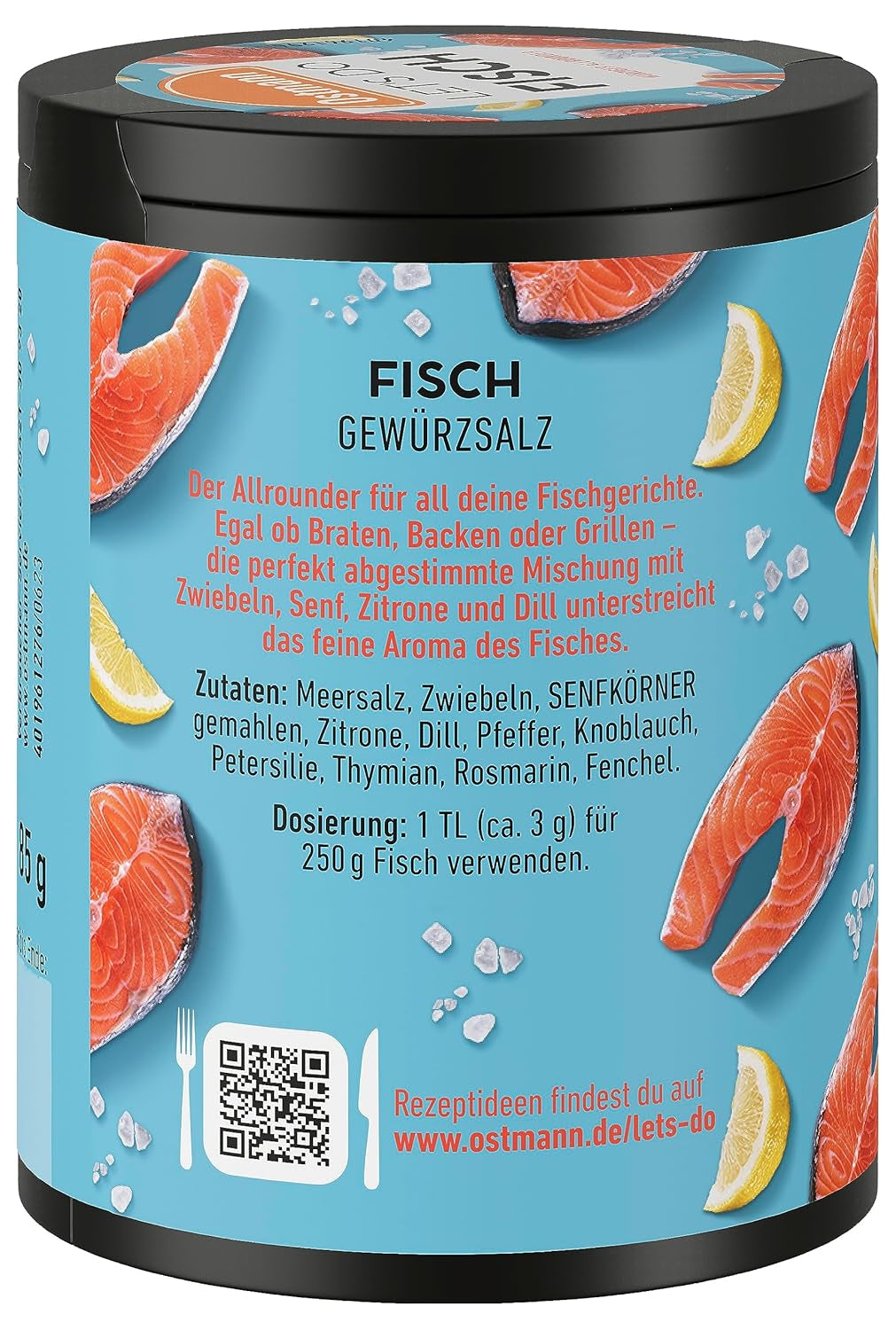 Ostmann Gewürze - Let's Do Fisch Allrounder | Gewürzsalz für Bratfisch, Flammlachs und Meeresfrüchte | Würziger Allrounder con Mostaza, Limón y Eneldo | 85 g en barra de reciclaje Metalldose