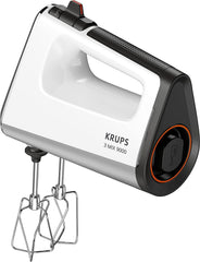 Krups GN9121 3 Mix 9000 Batidora de mano | 750 vatios | Geschwindigkeitsregler | Modo turbo | Auswurfffunktion | Empuñadura ergonómica Incl. Schneebesen, Knethaken, Pürierstab-Aufsatz, Messbecher | Tienda Weiß/Silber Naty
