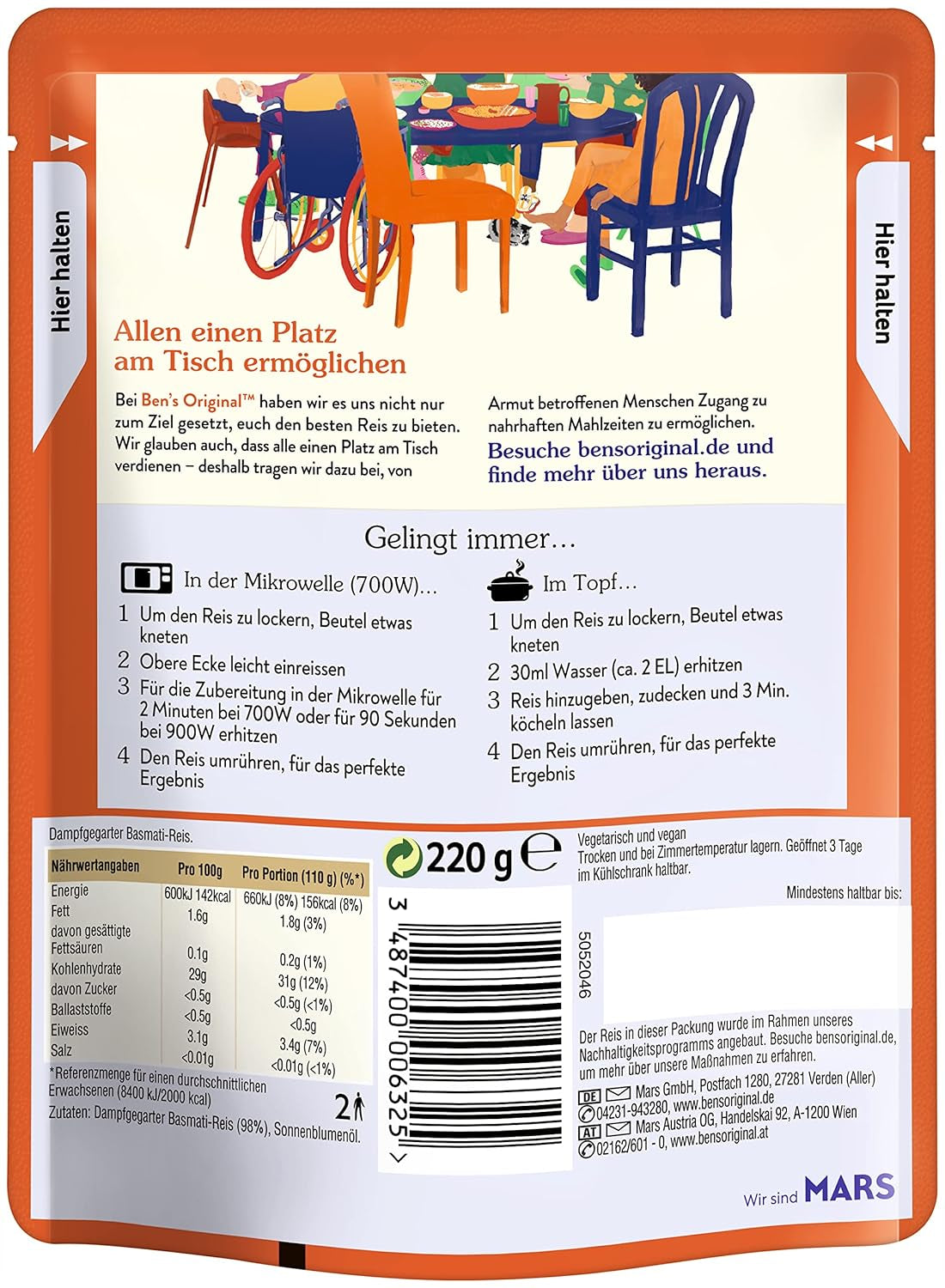 BEN'S ORIGINAL™ Arroz Basmati Express 6 x 220g