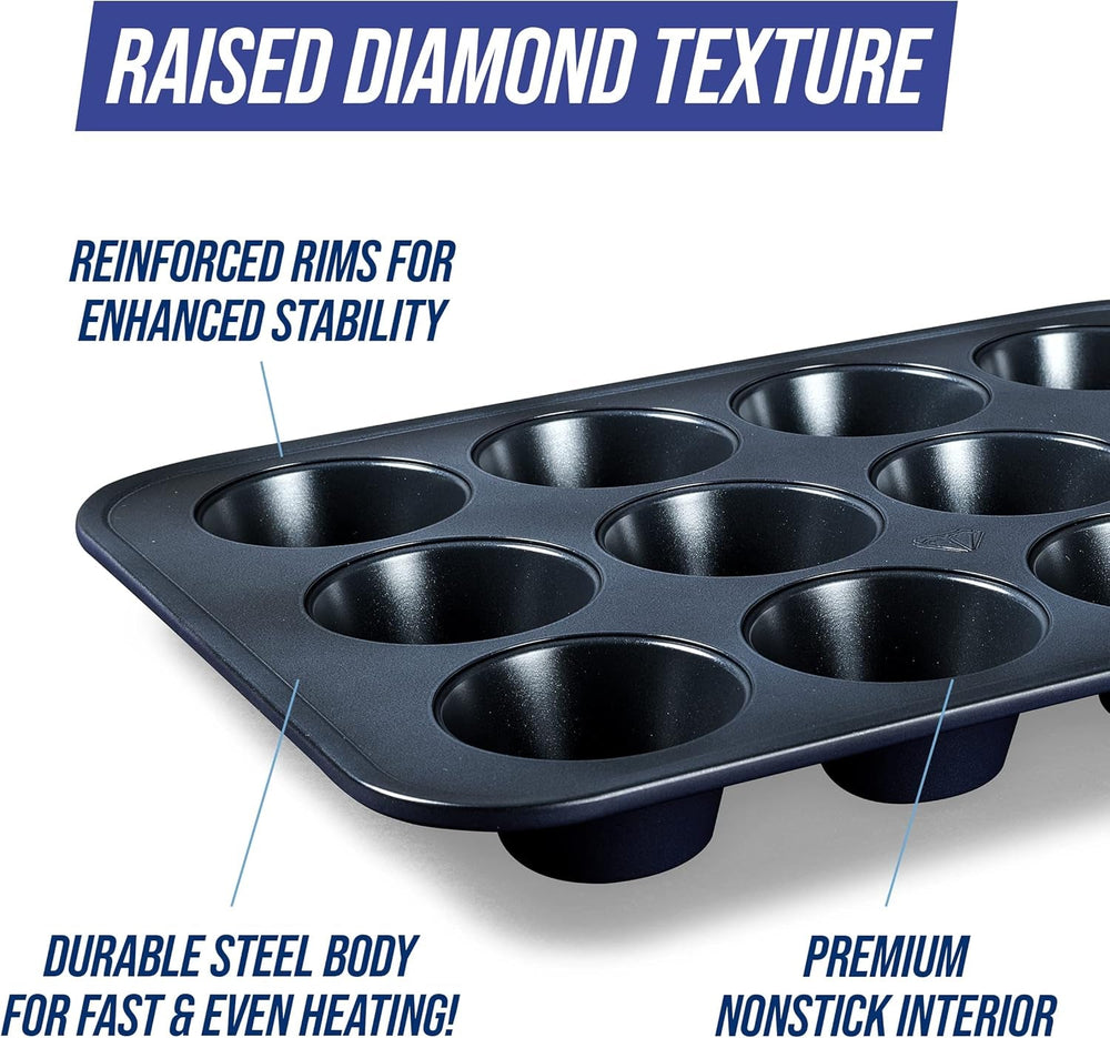 Blue Diamond Bakeware 12Er Muffinform Mit Antihaftbeschichtung, Blau Moldes y bandejas para hornear Naty Shop