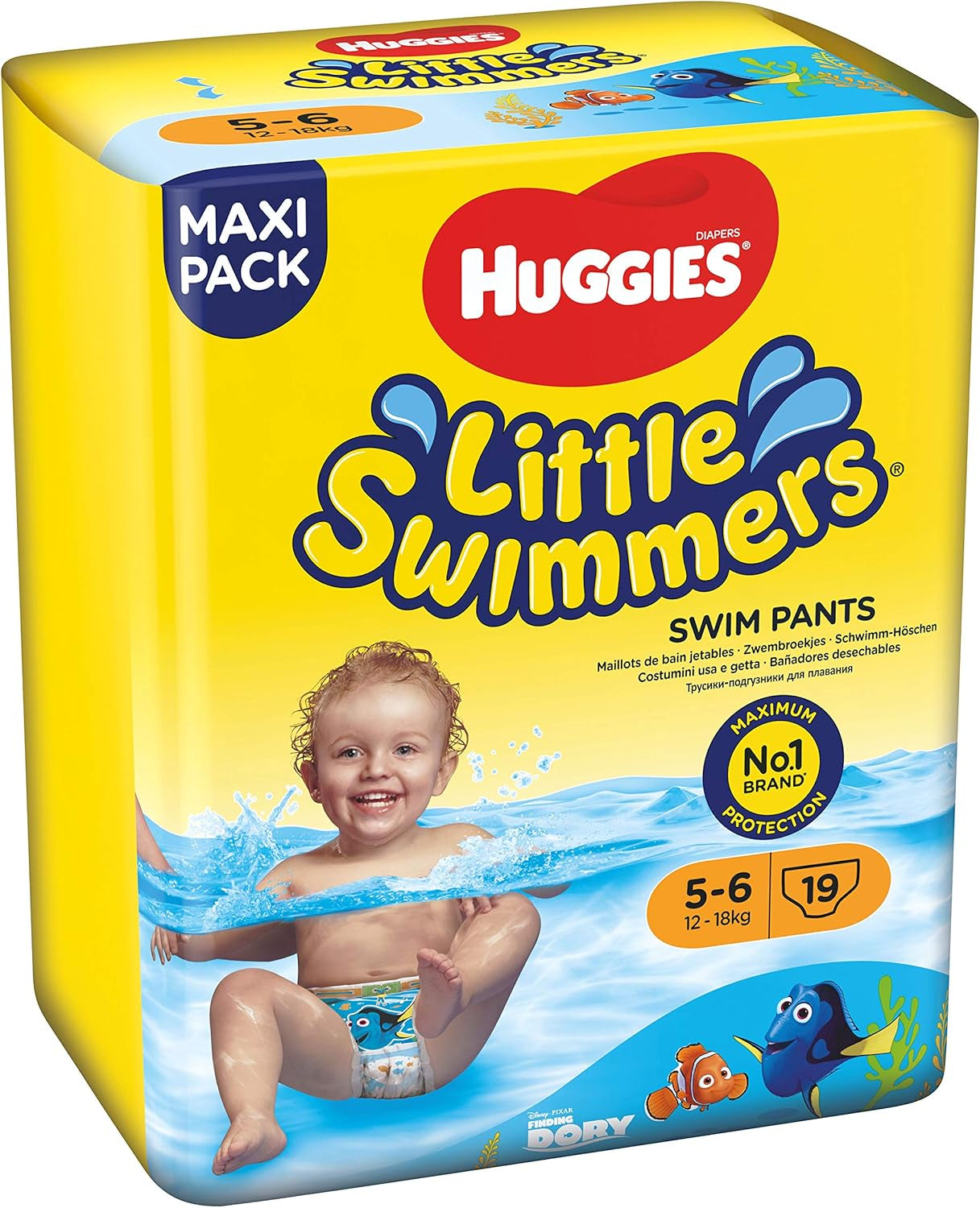 Pañales de natación Huggies Little Swimmers talla 5/6 (12-18 kg), 1 paquete de 19 piezas