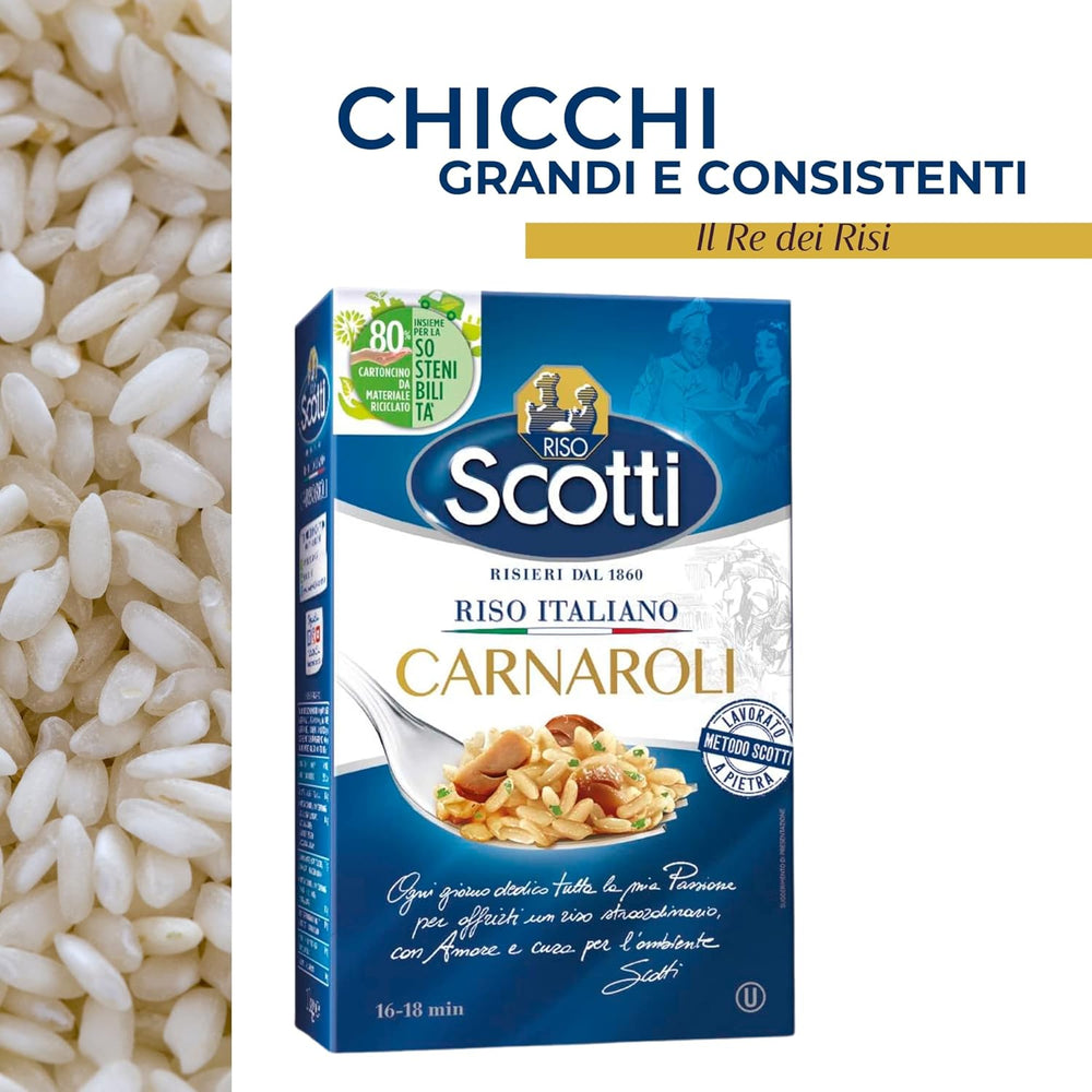 - Carnaroli - Arroz extra fino para risotto, arroz de Italia, listo en 16 minutos - 1 kg