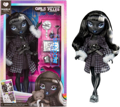 Rainbow High Shadow High Girl's Night – Shanelle Onyx – Păpușă la modă de 28 cm în nuanțe de gri, păr negru și ținută cu accesorii și pieptene – Pentru colecționari și copii cu vârsta de 6 ani și peste