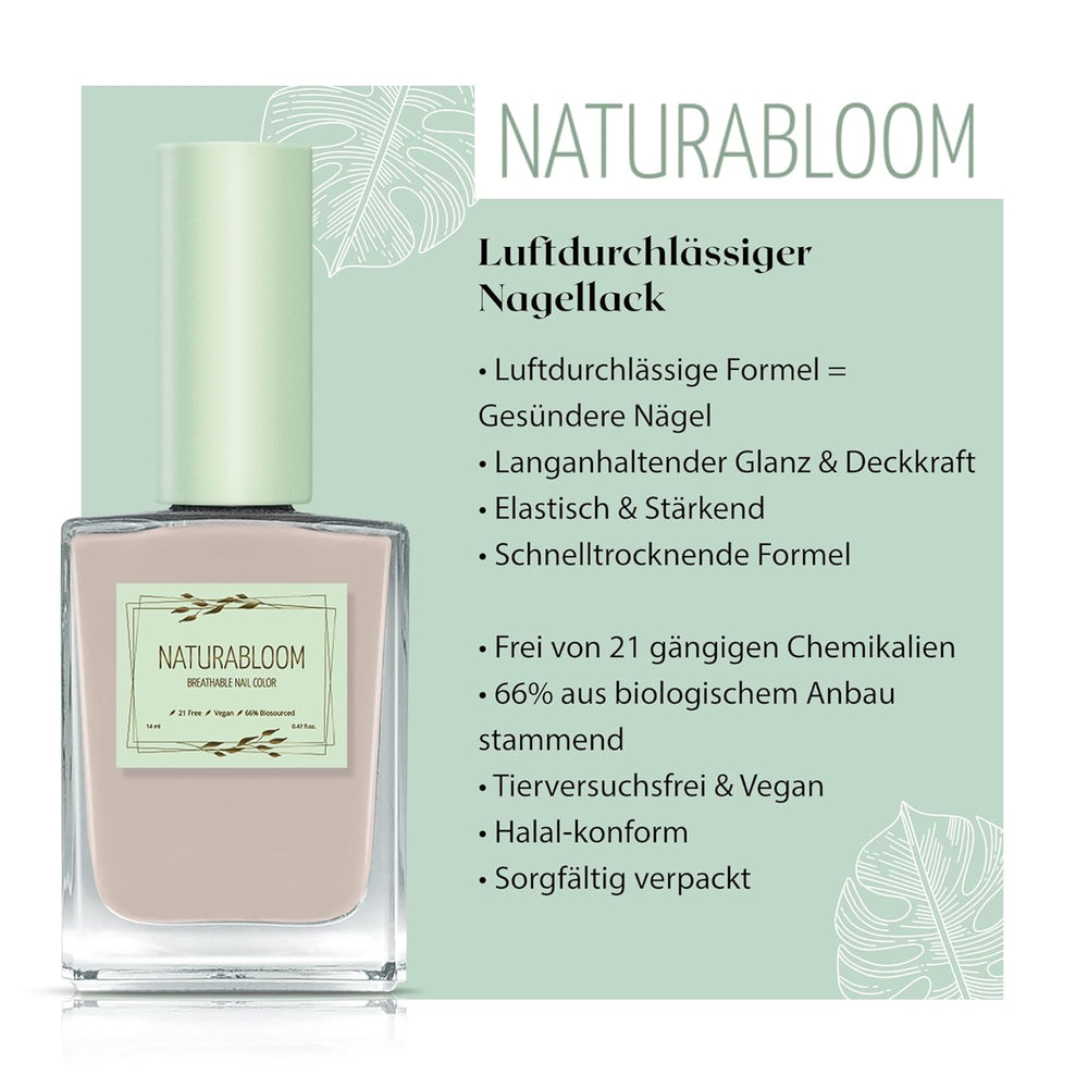 Esmalte de uñas beige de secado rápido (Moon Dust) - esmalte de uñas natural con fórmula vegana - transpirable, sostenible y duradero, 14 ml