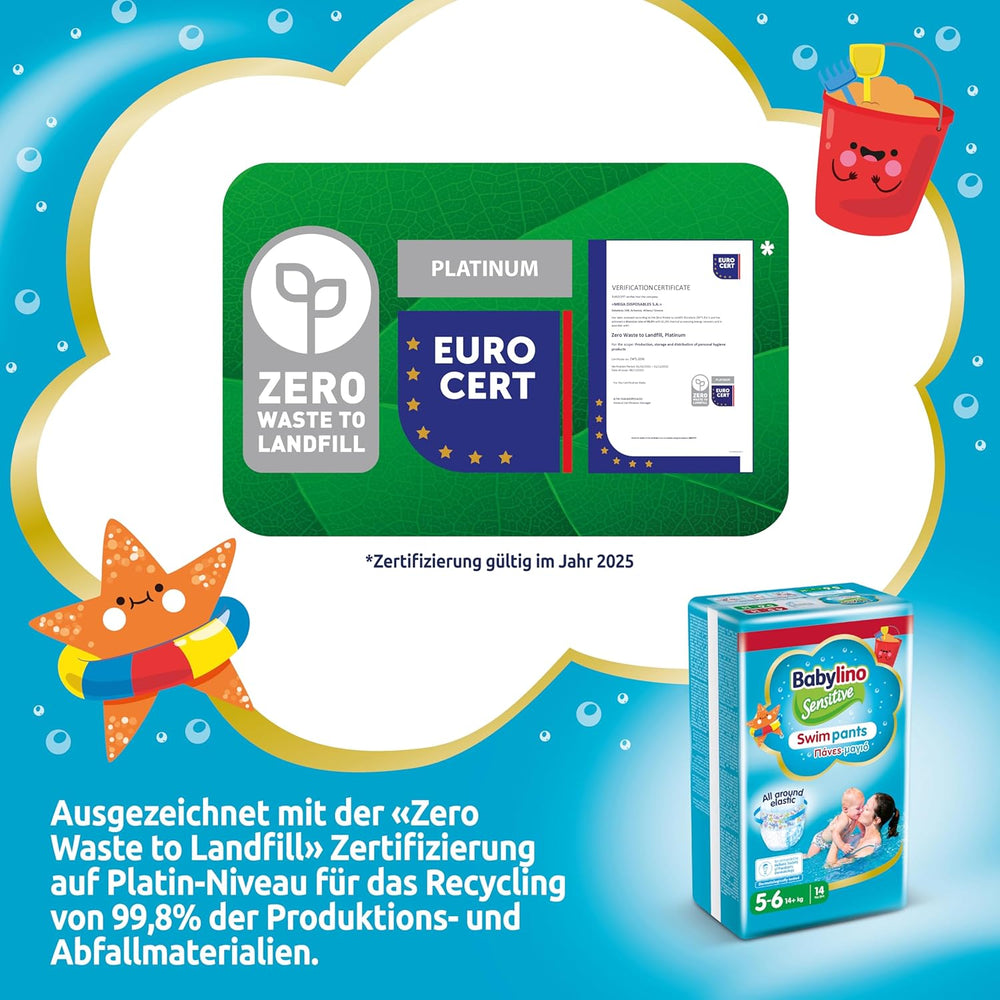 Pañales Sensitive Swim Pants, para mar y piscina, talla 5-6 (más de 14 kg), 84 piezas