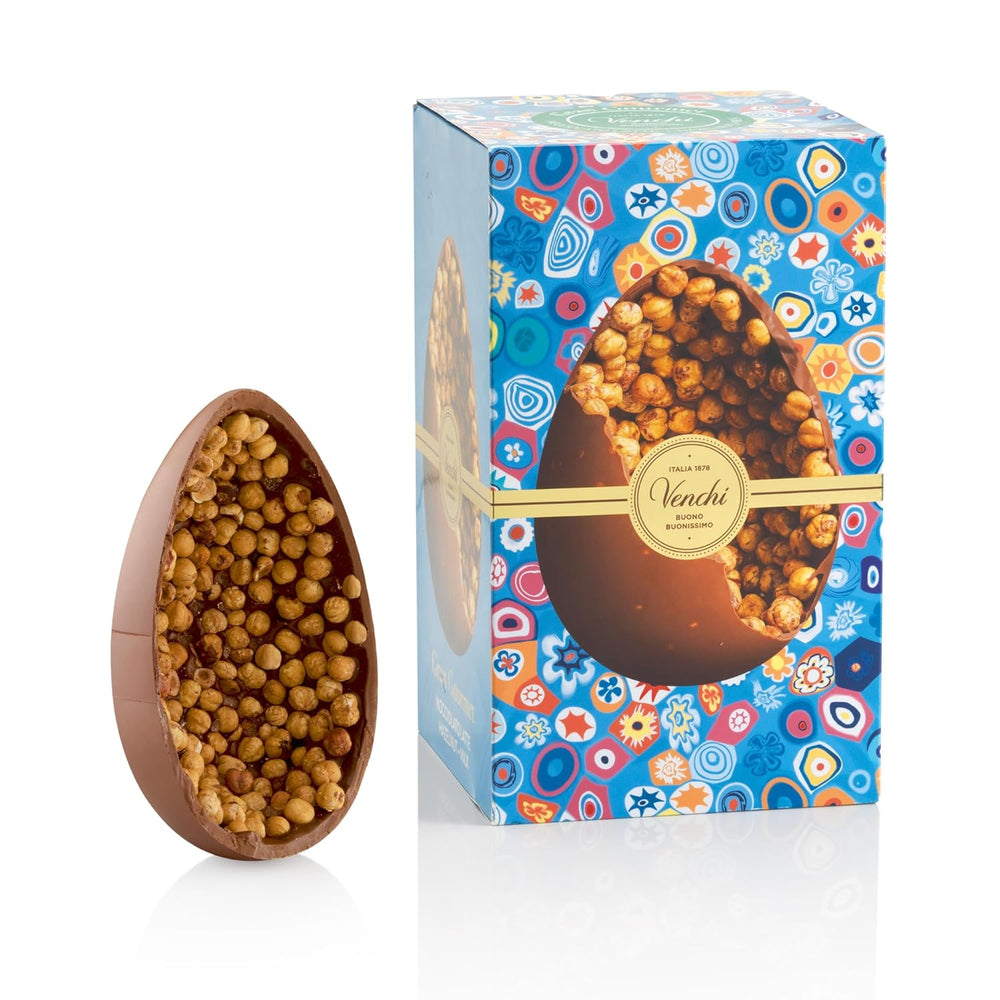 Venchi - Huevo de chocolate, sabor pistacho, con pistacho entero, con sorpresa, sin gluten, 500g, colección Pascua, idea de regalo