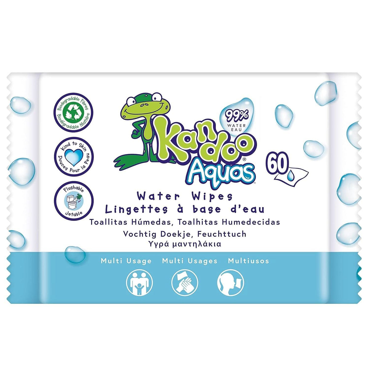 Aquas Toallitas Higiénicas Multifuncionales 99% Agua Pack 60 Toallitas Húmedas Bebé Naty Shop