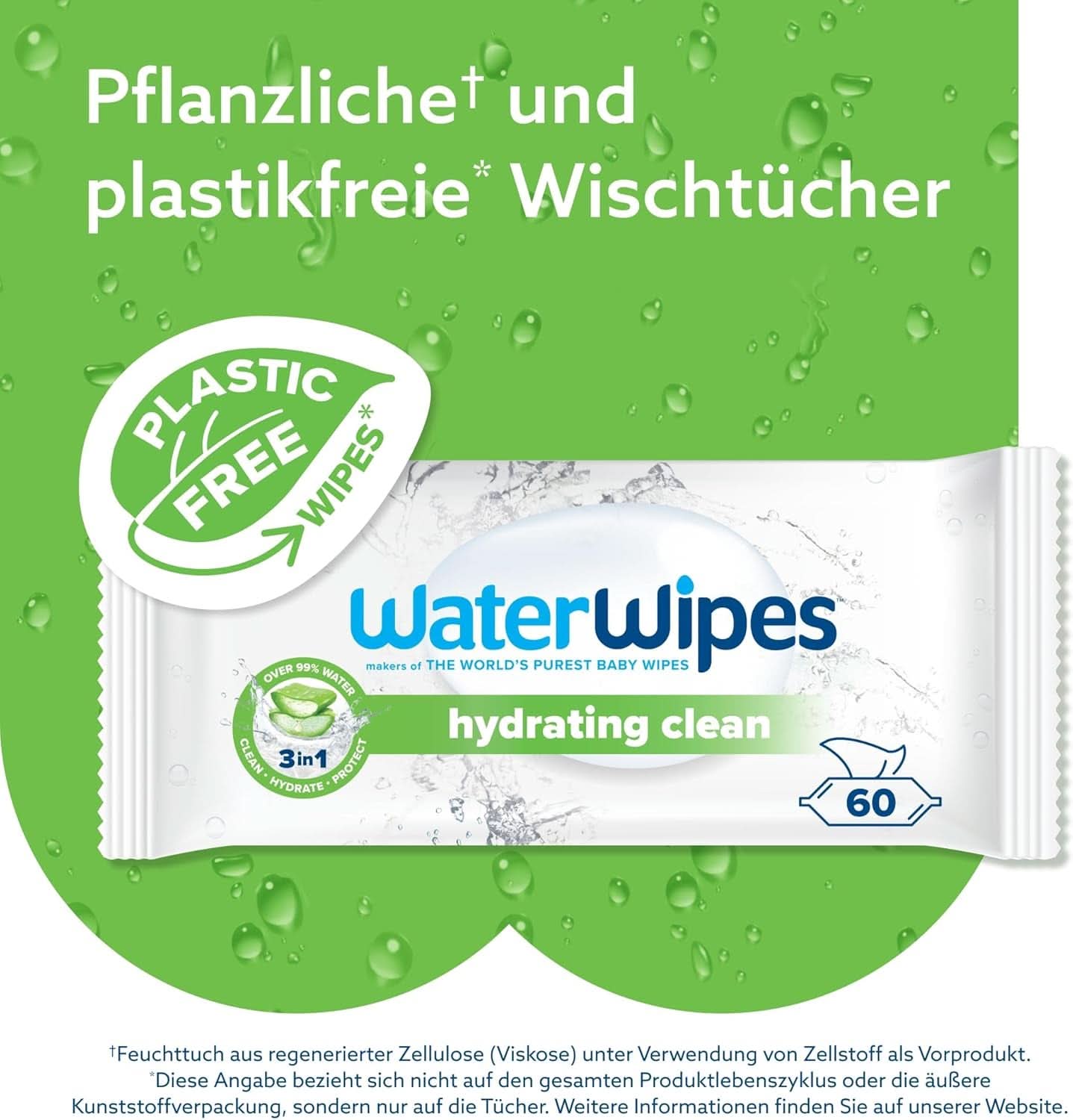 Waterwipes Toallitas húmedas para bebé hidratantes y limpiadoras con 99% de agua y extracto de Aloe Vera Toallitas húmedas para rostro y cuerpo Naty Shop