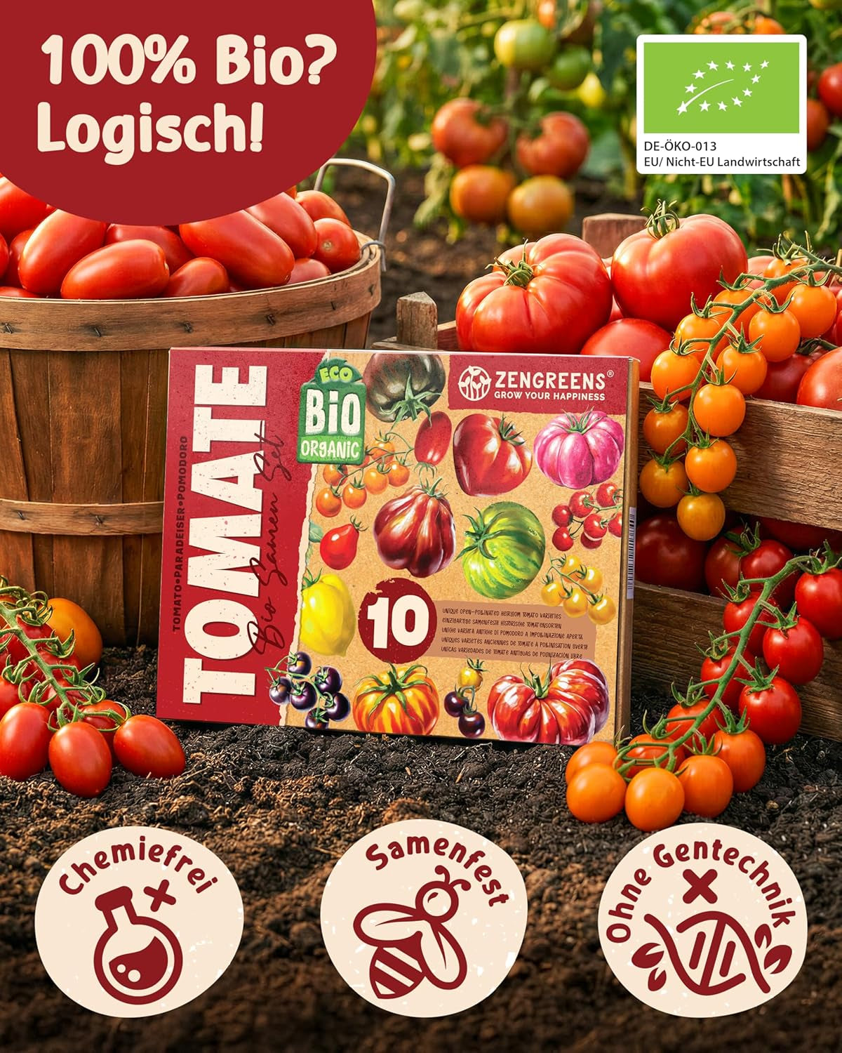 Bio Tomatensamen Im 10Er Set - 10 Tomaten Samen Für Den Einfachen Anbau Im Garten, Balkon Oder Hochbeet - Pflanzensamen - Saatgut