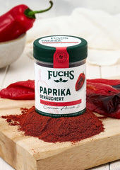 Fuchs Gewürze - Paprika geräuchert gemahlen - rauchiger Gesmack für BBQ, Gulasch oder Tofu - ingredientes naturales - 60 g en wiederverwendbarer, recyclebarer Dosis
