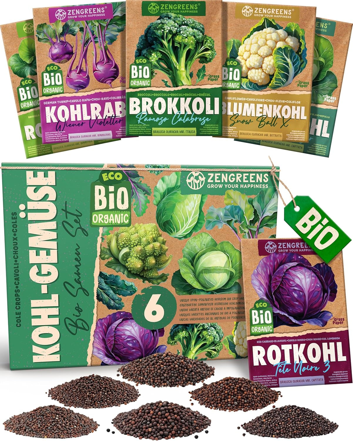 Semillas de Albahaca Orgánicas en un Juego de 6 - 6 Semillas de Albahaca para un fácil Cultivo en el jardín, balcón o Cama elevada - Semillas de Plantas - Plántulas