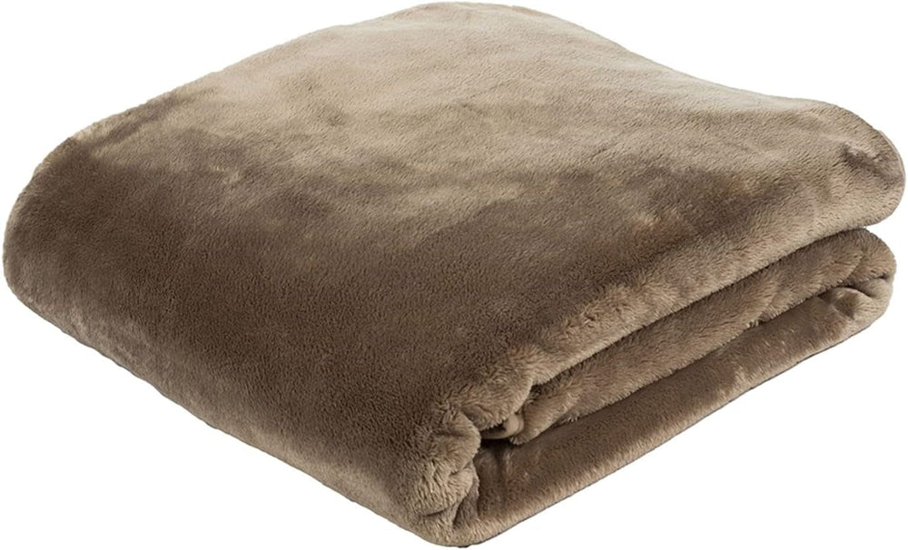 Gözze - Cómoda manta con sensación de cachemira premium, 500 g/m², 180 x 220 cm - mostaza Camas y mantas Besuche den Gözze-Store Taupe 180 x 220 cm
