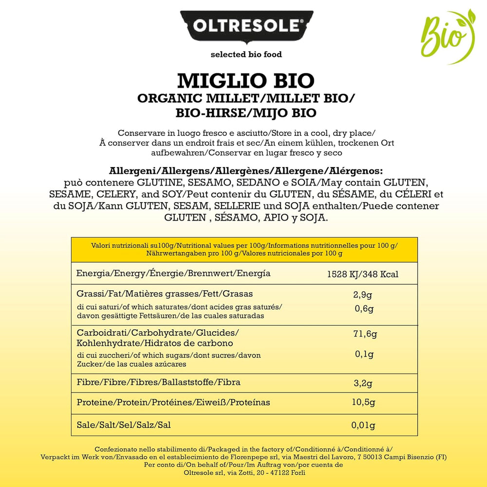 Mijo orgánico 1 kg, granos orgánicos ricos en fibra y minerales, granos de mijo amarillo para consumo, paquete ideal para la familia