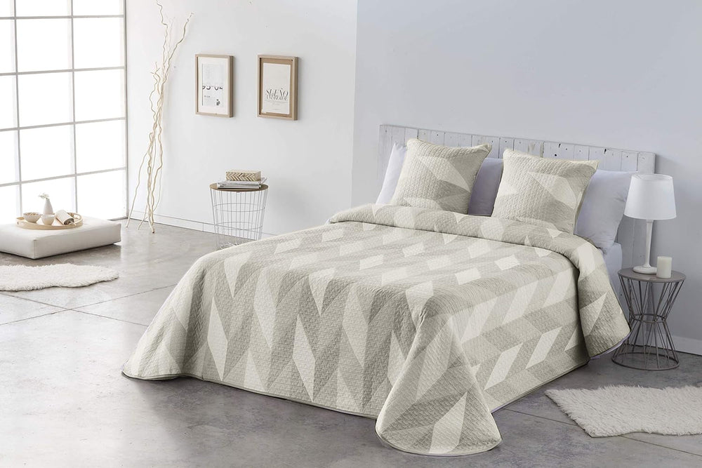 VIALMAN Sofia 30 Bouti Edredón ligero para cama de matrimonio | Medidas edredón 250 X 270 cm, gris Edredones y colchas Naty Shop Beige 180 X 190 Cm
